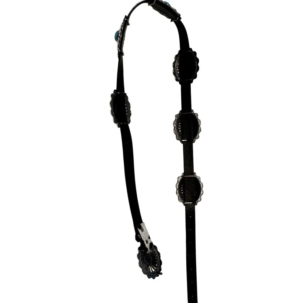 Haute Hippie Cow Print Silver and Turquoise Chain‎ Concho Belt NWT  One Size